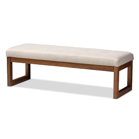 Baxton Studio Caramay Beige Upholstered Walnut Brown Finished Wood Bench 147-8193